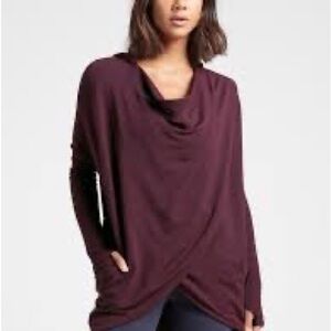Athleta Purana Wrap assymetrical hem Sweatshirt Hoodie Cabernet/purple XS